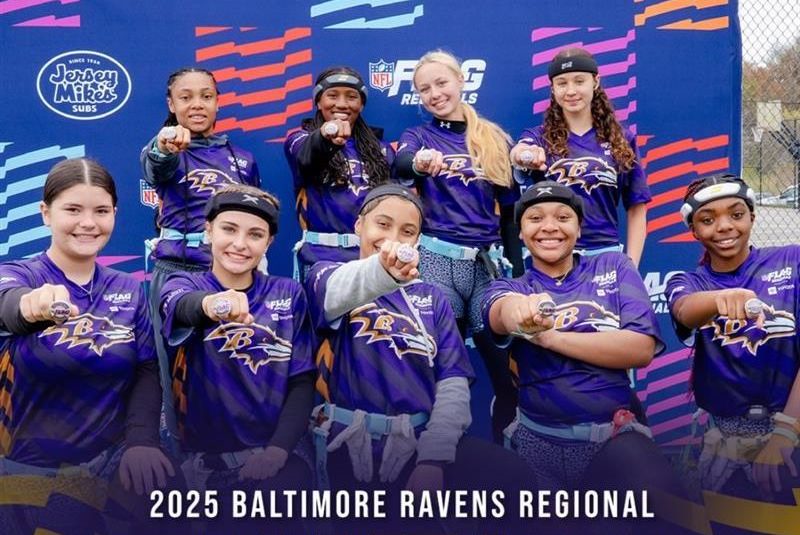 The Ravens from B.C. play the 7/11s from California in the semi-final at the 2nd annual adult flag football championship at South Surrey Athletic Park Sunday