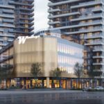 Surrey Speak – Rendering of the approved two-tower development at 108 Avenue and King George Boulevard in Whalley, featuring 48- and 52-storey high-rises with retail, office space, and 879 homes.