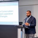 Forests Minister Ravi Parmar speaking at the UBCM annual meeting about proposed Heritage Conservation Act changes on Sept. 25, 2025, during ongoing provincial discussions.