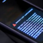 A BC Emergency Alert System test message displayed on a mobile phone during the province-wide alert scheduled for 1:55 p.m., shown as part of Surrey’s public safety coverage.