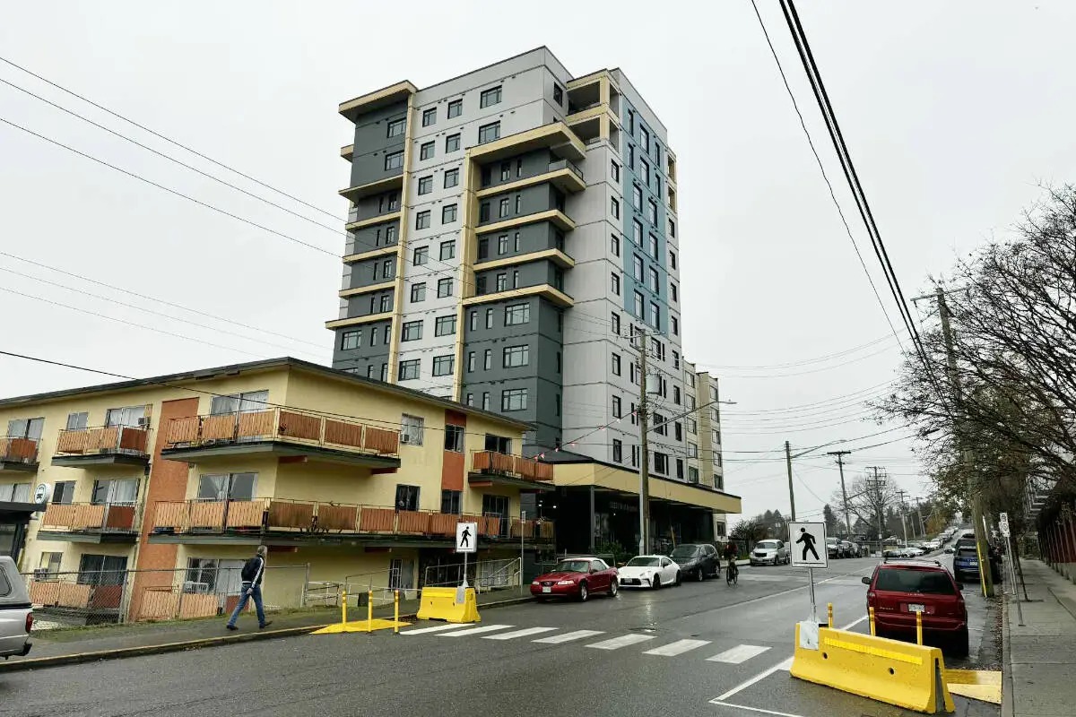 The 11-storey affordable housing building on 2nd Avenue in Mission purchased by BC Housing, undergoing renovations scheduled for completion in early 2026.