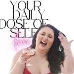 B.C. body-positive influencer Jesse Zahacy laughing while holding a drink, featured in her “Your Daily Dose of Self Love” Instagram branding.