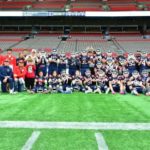 Vernon Panthers football team celebrates at BC Place after securing a spot in the B.C. Senior Varsity AA final.