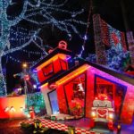 Festive Bright Nights light display at Noel Surrey, featuring colourful holiday decorations and illuminated structures at Cloverdale Fairgrounds.