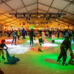 Free public skating on a temporary rink at Surrey Civic Plaza