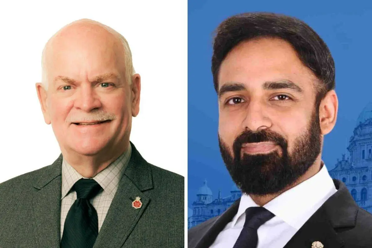 NDP candidate Garry Begg, left, narrowly won the 2024 provincial election in Surrey-Guildford over Conservative candidate Honveer Singh Randhawa, right, who later sought to overturn the result in court