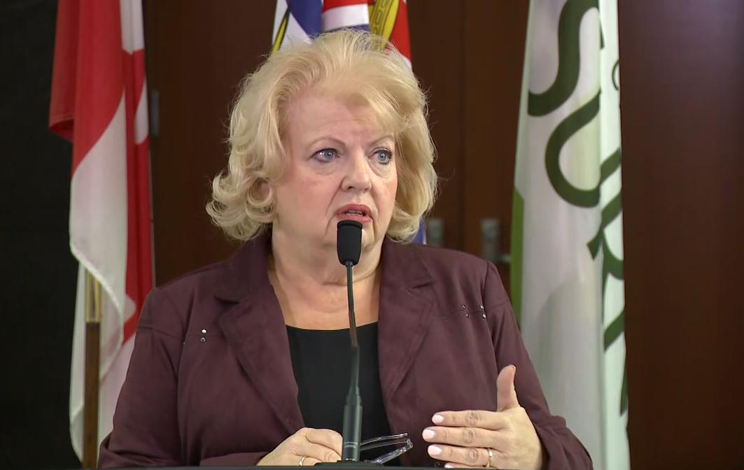 Surrey Mayor speaking during a public statement on the ongoing extortion crisis affecting local businesses and residents