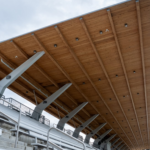 Covered seating and grandstand roof at Bear Creek Stadium in Surrey, B.C.