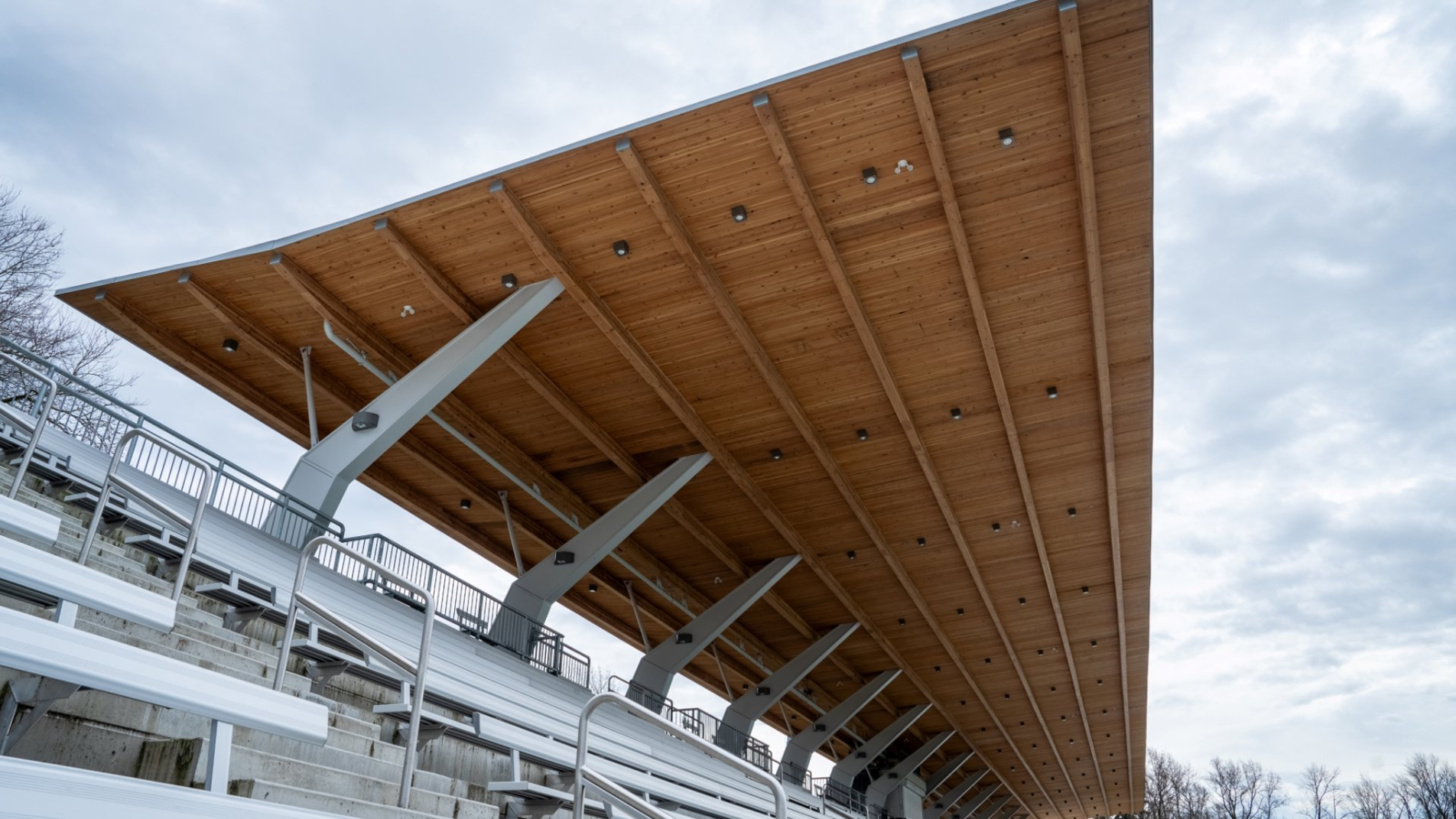 Covered seating and grandstand roof at Bear Creek Stadium in Surrey, B.C.