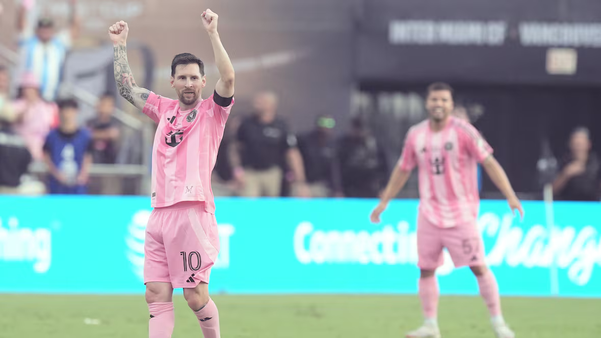 Inter Miami forward Lionel Messi reacts at the end of the MLS Cup final soccer match against the Vancouver Whitecaps on Dec. 6, 2025, in Fort Lauderdale, Fla.