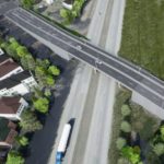Aerial rendering of the new 20 Avenue overpass crossing Highway 99 in South Surrey