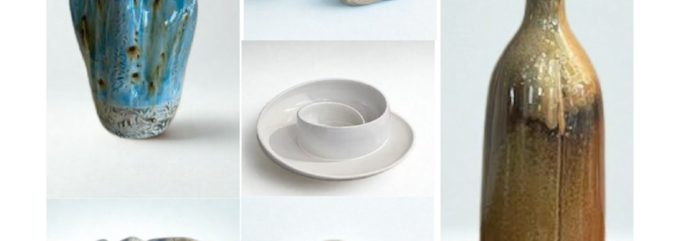 Handmade ceramic vessels and functional pottery displayed at the One of a Kind exhibition in Surrey, B.C.