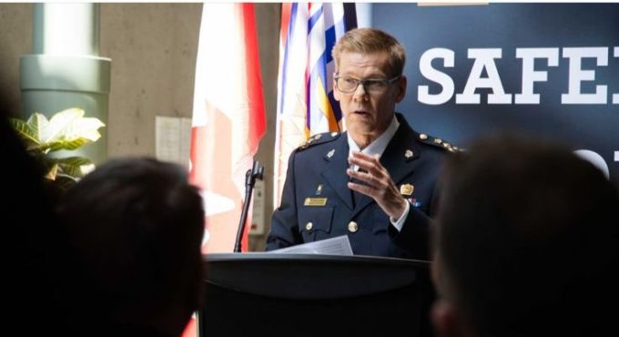 Surrey Police Chief Norm Lipinski speaking about provincial action on extortion in British Columbia