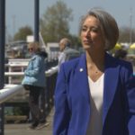 Alexa Loo walks along Richmond’s waterfront ahead of her upcoming mayoral announcement in British Columbia