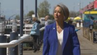 Alexa Loo walks along Richmond’s waterfront ahead of her upcoming mayoral announcement in British Columbia