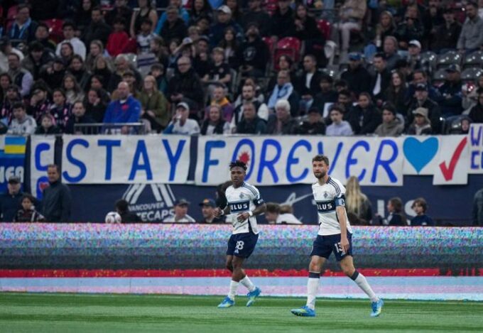 Vancouver Whitecaps fans at BC Place stadium showing support during match