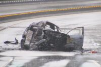 Traffic backed up on Barnet Highway in Burnaby after crash