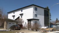 Residential infill housing development in Edmonton neighbourhood with modern multi-unit homes