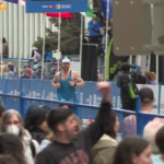 Runners participating in Vancouver BMO Marathon downtown streets
