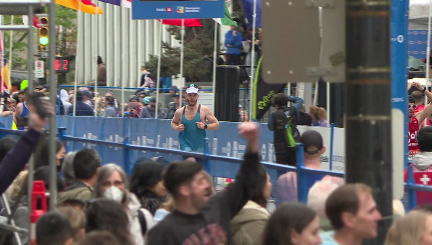 Runners participating in Vancouver BMO Marathon downtown streets