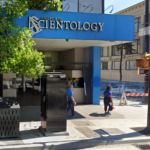Teenagers outside Scientology building in Vancouver during viral trend incident