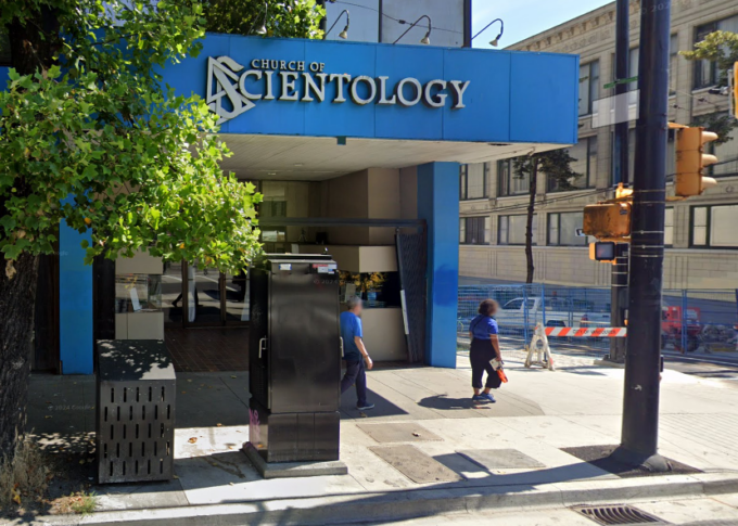 Teenagers outside Scientology building in Vancouver during viral trend incident
