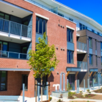 Residential housing development in Victoria, British Columbia showing new affordable homes for families.