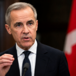 Canadian Prime Minister Mark Carney speaking during a press conference about public safety concerns.