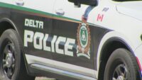 Emergency responders at a two-vehicle crash scene in Delta British Columbia