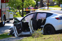 Police and emergency crews respond to a fatal two-vehicle crash at an intersection in Delta, British Columbia.
