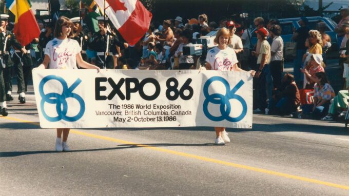 Vancouver skyline during Expo 86 world fair in 1986