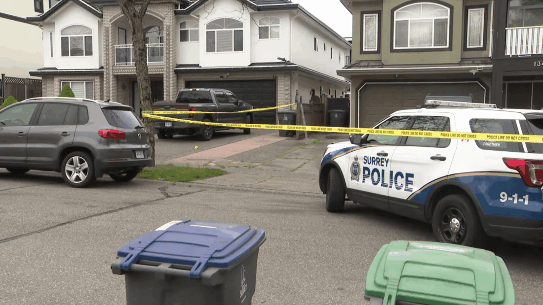 Surrey police investigating an extortion-linked shooting that resulted in additional criminal charges against two suspects.